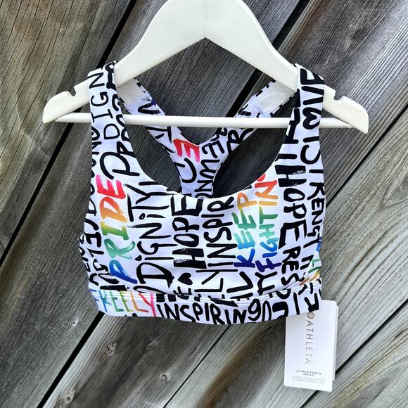 NWT Athleta Pride Multicolor Ultimate Sports Bra A-C Size XXS w/ Padding - Picture 1 of 6